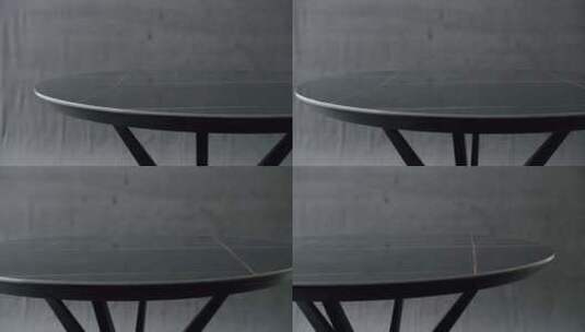 现代时尚黑色餐桌简约大理石圆桌高清在线视频素材下载