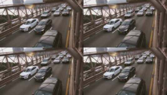 汽车，交通，纽约，布鲁克林大桥高清在线视频素材下载
