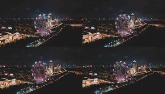 航拍南昌摩天轮城市夜景高清在线视频素材下载