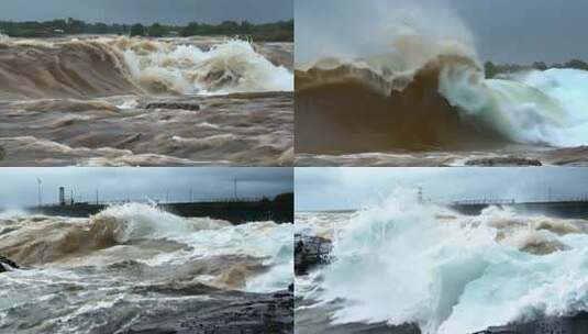 河水洪水流走水波浪海浪浪花海浪花浊水高清在线视频素材下载