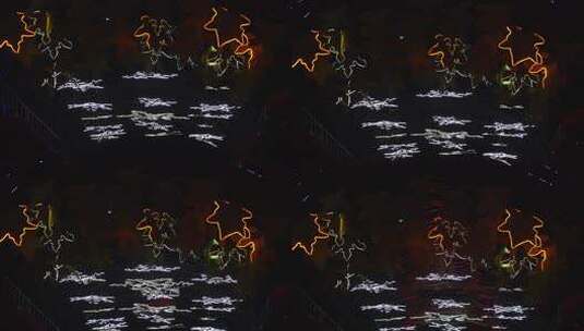 夜间彩色灯光映照的冰瀑景观高清在线视频素材下载