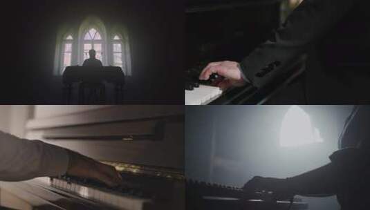 手部弹奏钢琴特写高清在线视频素材下载