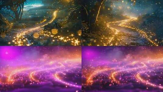 神秘梦幻背景 夜晚魔法精灵海滩星光闪烁高清在线视频素材下载