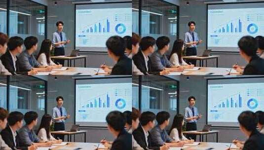 商务人士会议室讲解数据分析高清在线视频素材下载