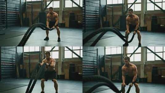 健身房男人力量训练健康生活方式视频高清在线视频素材下载