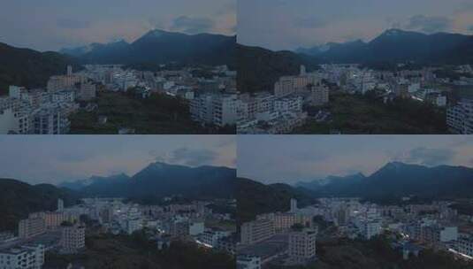 航拍广东信宜钱排镇夜幕降临蓝调时刻的夜景高清在线视频素材下载