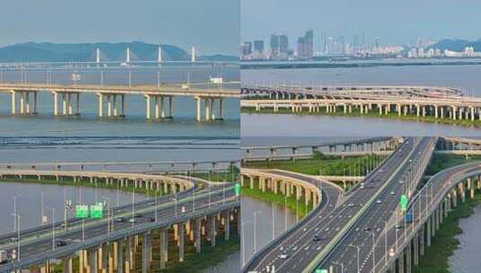 航拍广澳高速广佛江珠高速洪湾至高栏港高速高清在线视频素材下载