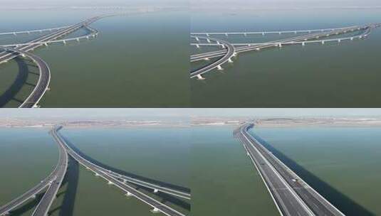 青岛胶州湾跨海大桥航拍风光高清在线视频素材下载