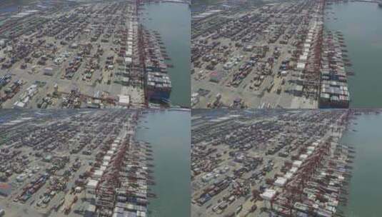 货运港口码头航拍原始素材高清在线视频素材下载