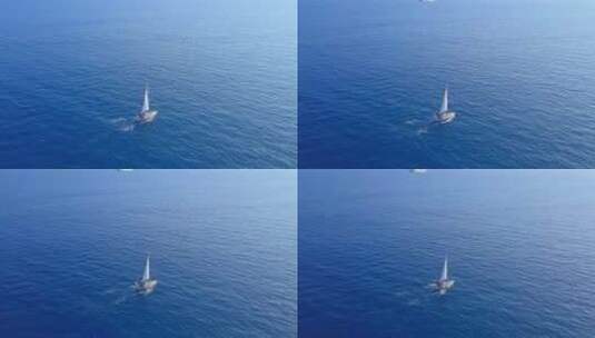 在海洋上漂流的帆船高清在线视频素材下载