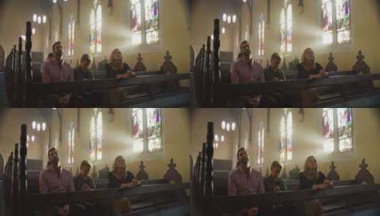 信仰天主教的教徒在祈祷高清在线视频素材下载