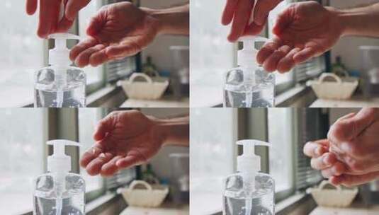 男人挤出洗手液洗手特写镜头高清在线视频素材下载