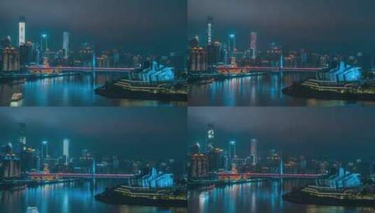 重庆_千厮门夜景_重庆大剧院夜景_夜景延时高清在线视频素材下载