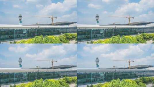 机场航站楼塔台建设延时摄影高清在线视频素材下载