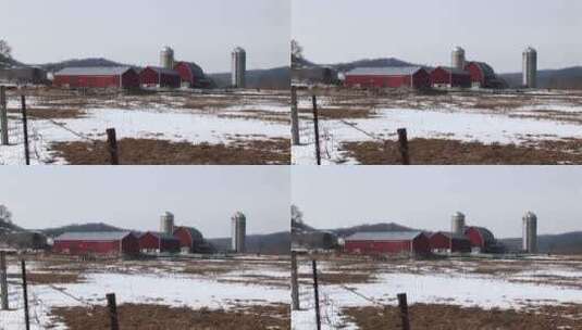 长镜头冬天农场建筑高清在线视频素材下载