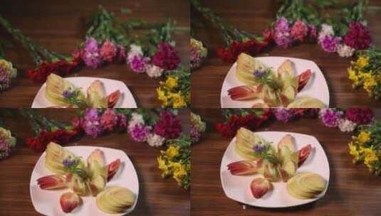夏季水果桃子果盘高清在线视频素材下载