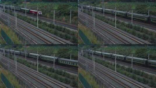 铁路上行驶中的动车高铁火车高清在线视频素材下载