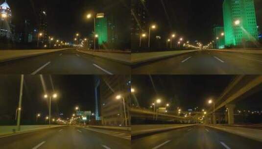 上海封城中的夜晚安静高架道路高清在线视频素材下载