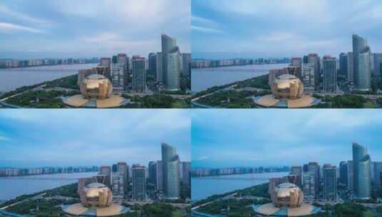 杭州钱江新城cbd日转夜延时超清夜景高清在线视频素材下载