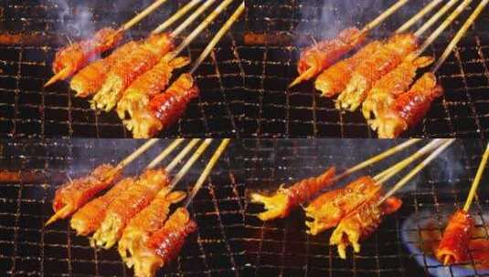 烤龙虾串高清在线视频素材下载