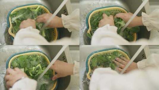 厨房洗青菜高清在线视频素材下载