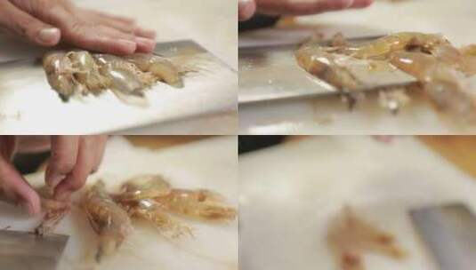 【镜头合集】大虾开背去虾线蝴蝶虾  (1)高清在线视频素材下载