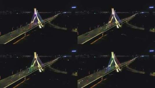 大桥夜景航拍高清在线视频素材下载