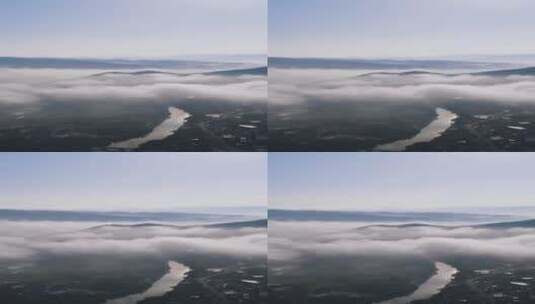 清晨云层之上云雾缭绕竖屏航拍高清在线视频素材下载