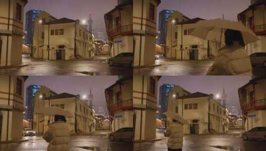 上海街头雨夜高清在线视频素材下载