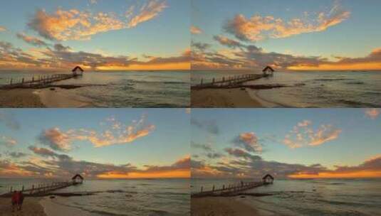 唯美浪漫的海边夕阳延时高清在线视频素材下载