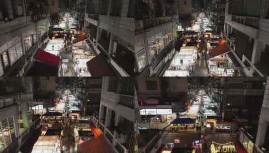 武汉保成路夜市，平视直推镜头高清在线视频素材下载