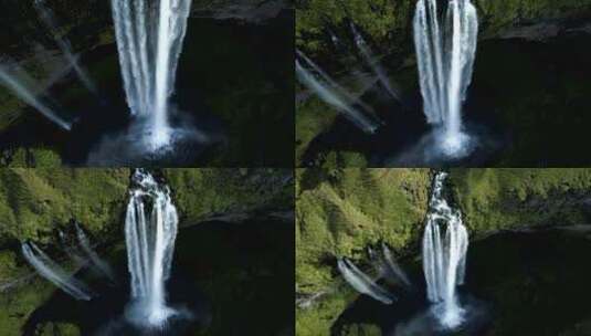 苔藓丛林中的瀑布高清在线视频素材下载