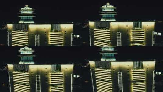 城市航拍湖南长沙交警大楼夜景竖屏高清在线视频素材下载