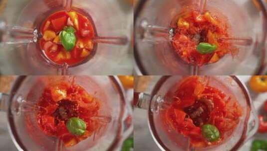 榨汁机制作番茄汁高清在线视频素材下载