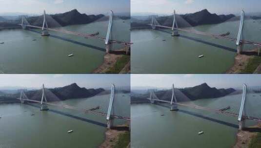 航拍武汉长江及跨江大桥高清在线视频素材下载