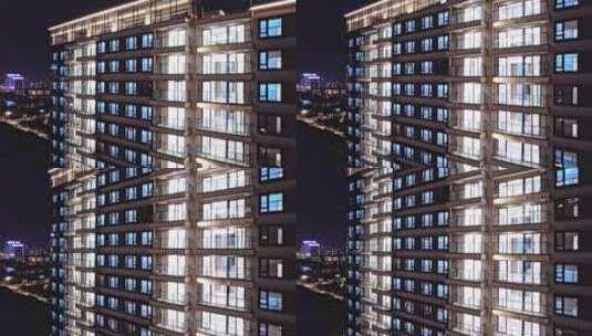 住宅居民小区高层建筑夜景航拍高清在线视频素材下载