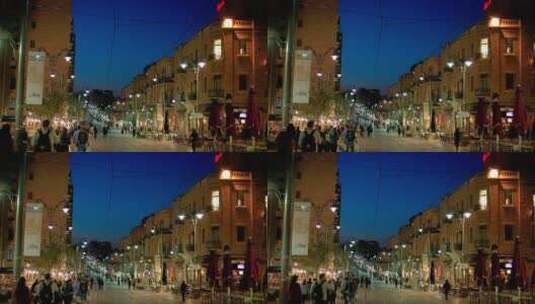 耶路撒冷新城街道夜景高清在线视频素材下载