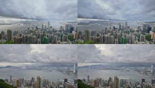 鸟瞰行云流水下的香港高清在线视频素材下载