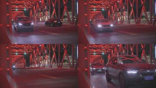 上海外白渡桥夜景车流空镜意境8K实拍高清在线视频素材下载