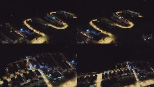 小镇夜景航拍4K高清在线视频素材下载