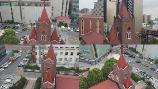教堂耶稣堂南桥航拍4K高清在线视频素材下载