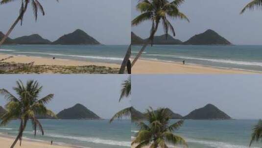 航拍大海的椰子树和海岛高清在线视频素材下载