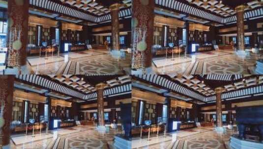 充满中国传统元素的酒店大堂高清在线视频素材下载