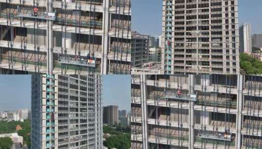 城市蜘蛛人建筑结构施工钢架施工 建筑行业高清在线视频素材下载