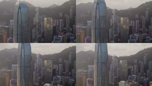 香港中环航拍高楼大厦中银大厦IFC高清在线视频素材下载