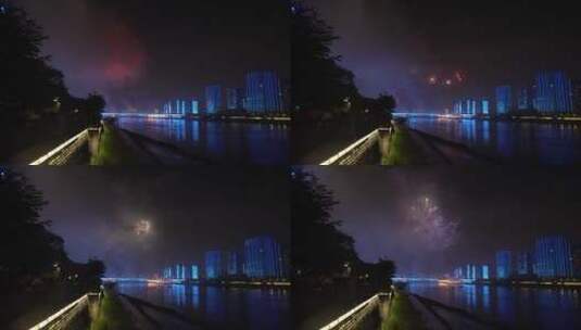 福建福州城市无人机表演烟花高清在线视频素材下载