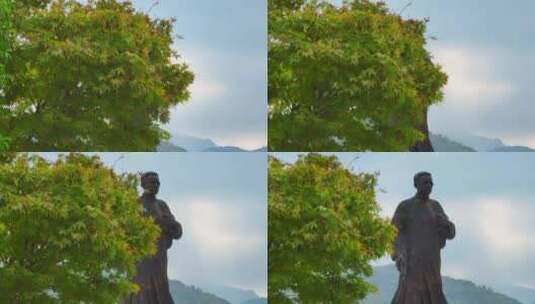 罗荣桓元帅雕像高清在线视频素材下载