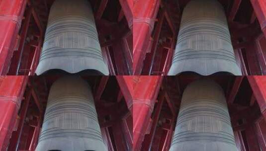 4K升格实拍北京钟楼上巨大的铜制大钟高清在线视频素材下载