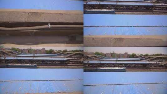 从车站屋顶拍摄印度火车高清在线视频素材下载