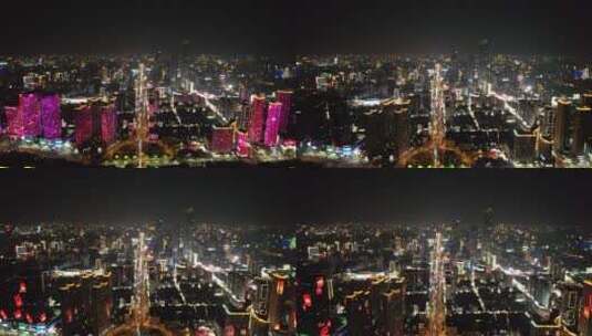 湖南长沙城市夜航拍高清在线视频素材下载